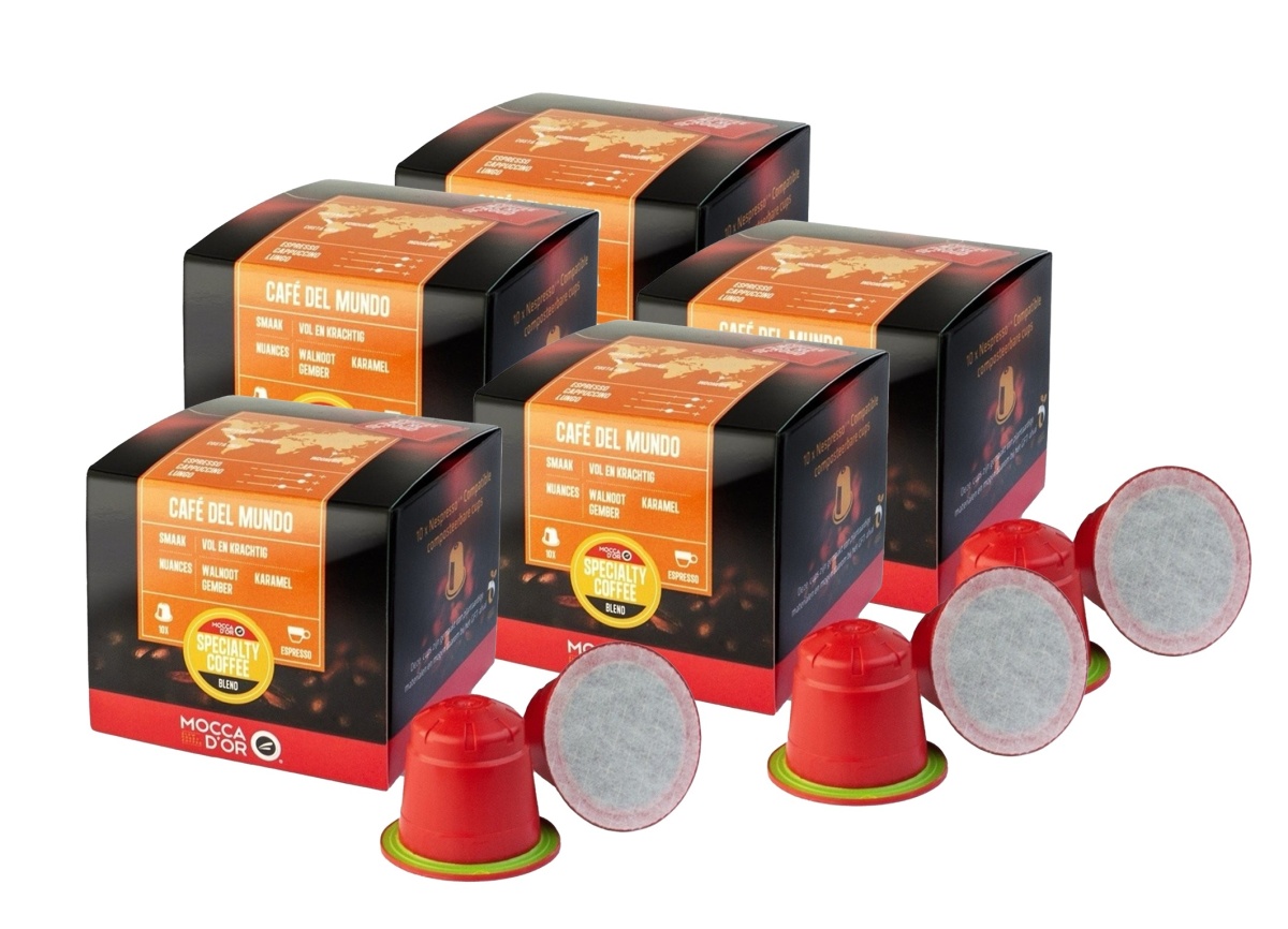 Mocca D'Or 5 x 10 stuks Nespresso Del Mundo Capsules BIO Cups