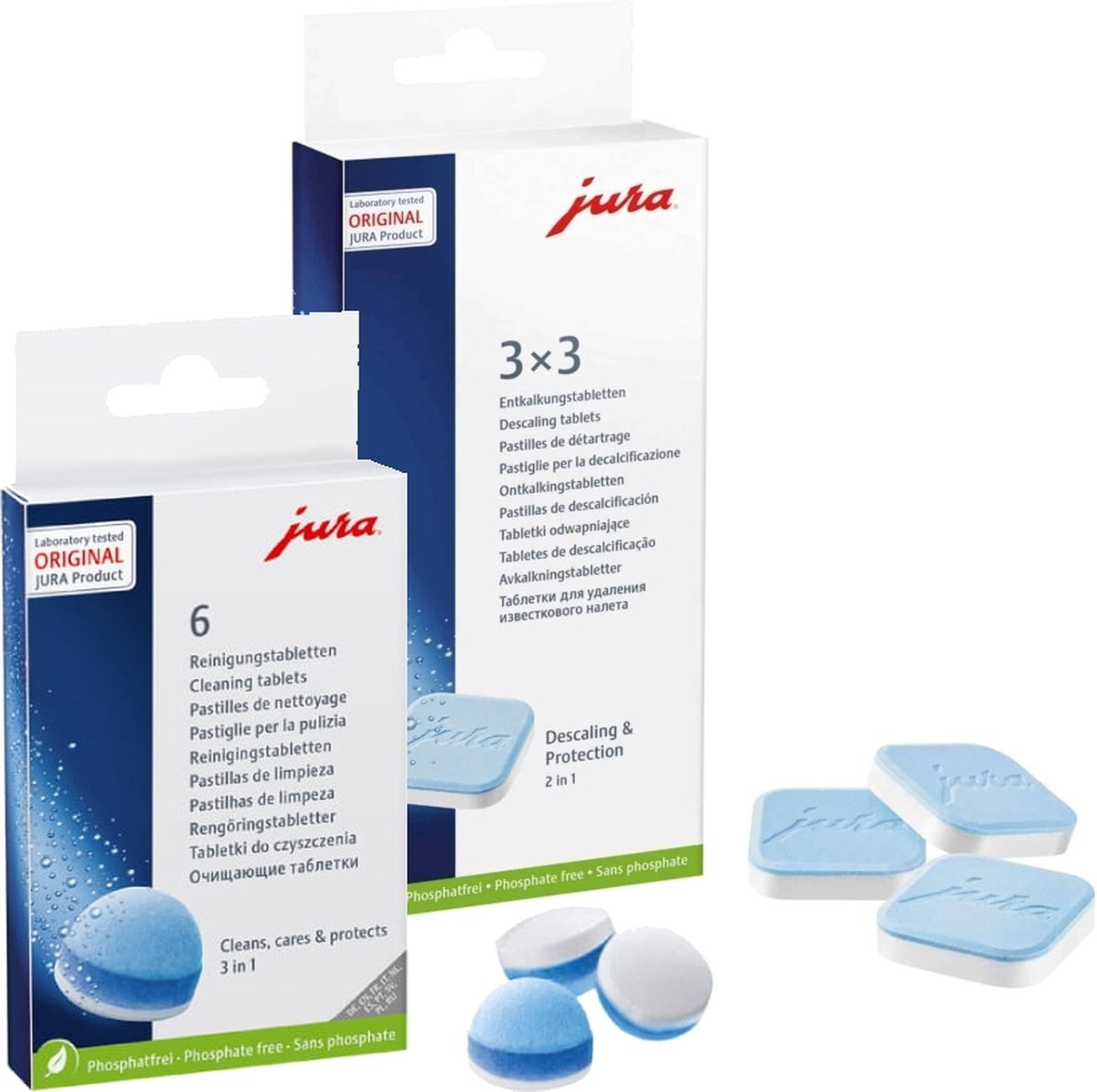 Jura 3 in 1 Reinigingstabletten + Jura 2 in 1 ontkalkingstabletten