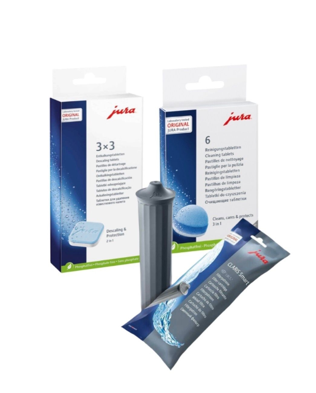 Jura 3 in 1 Reinigingstabletten + Jura 2 in 1 ontkalkingstabletten + Jura Sm