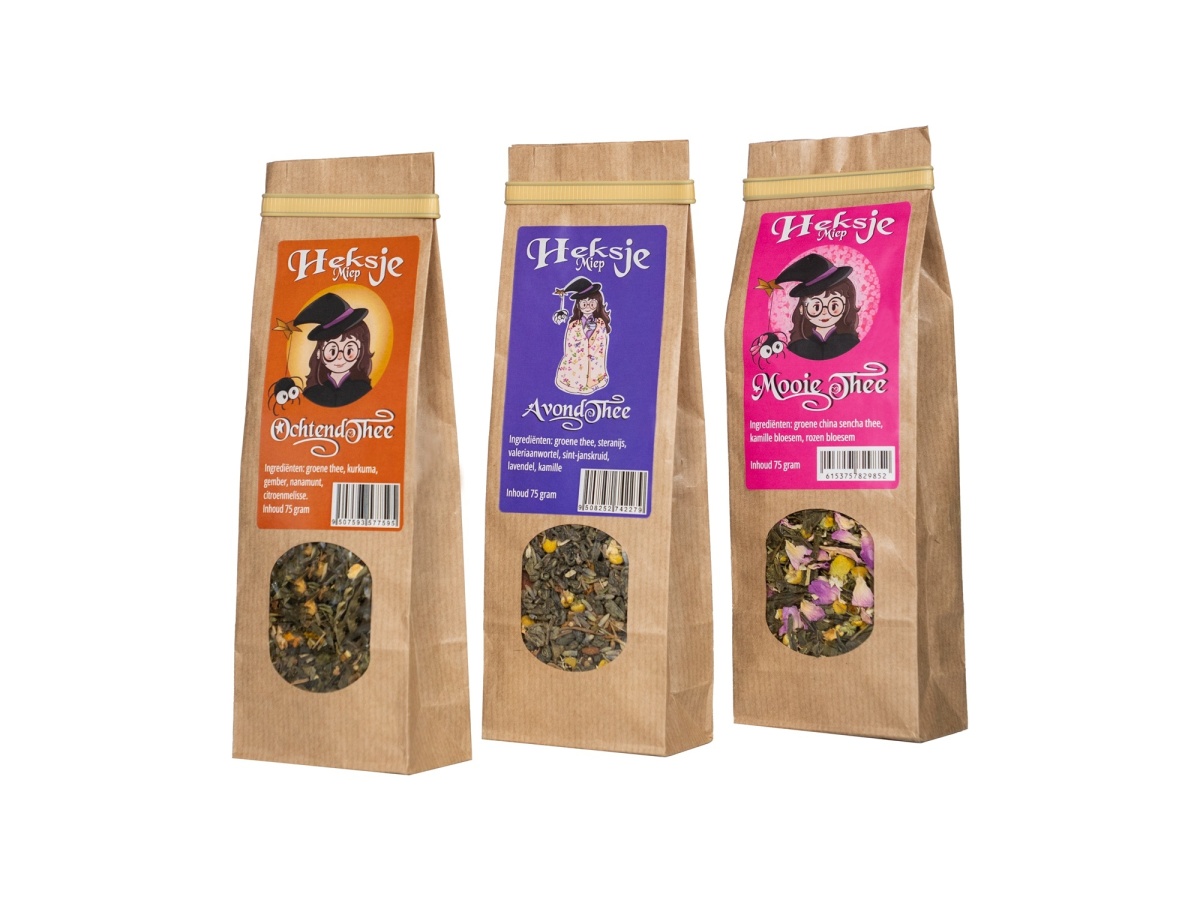 Heksje Miep Losse Ochtendthee 75 gram, Avondthee 75 gram & Mooie Thee Trio Pack